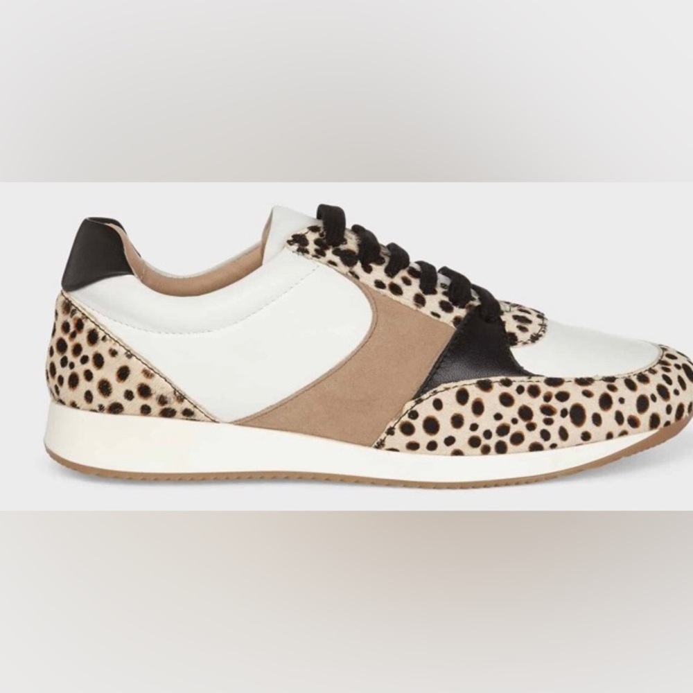 Hobbs Mara leopard print leather trainers